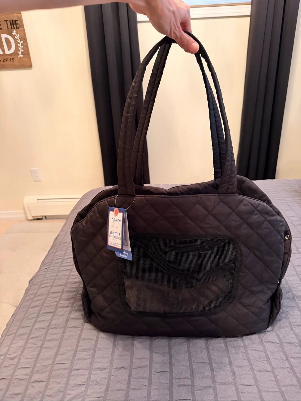 Top Paw Black Quilted Duffel-Style Pet Carrier